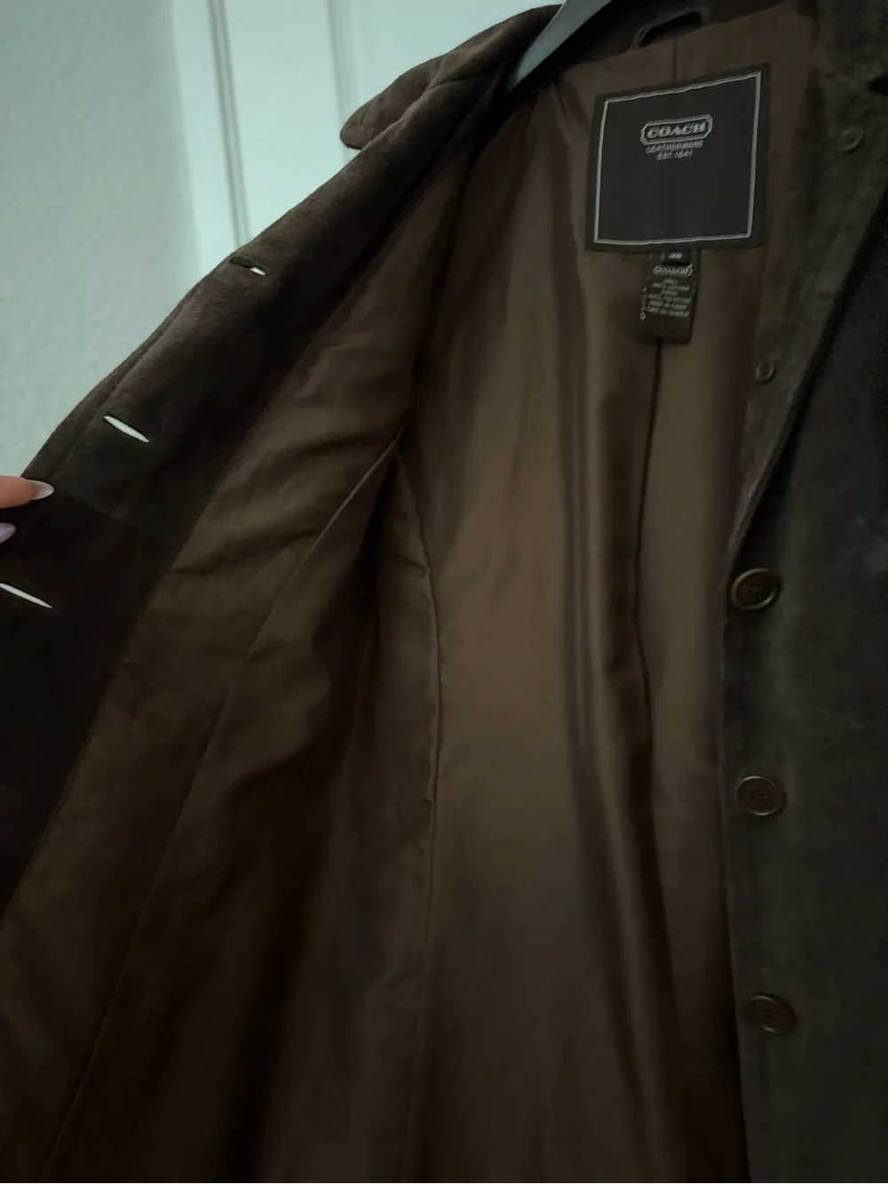 Coach Women's Brown Suede Button-Front Jacket